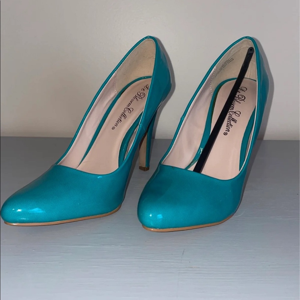 Patent Teal heels